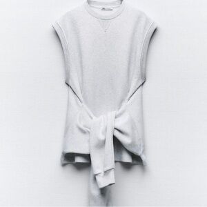 ZARA Deconstructed Knotted Plush Sweatshirt